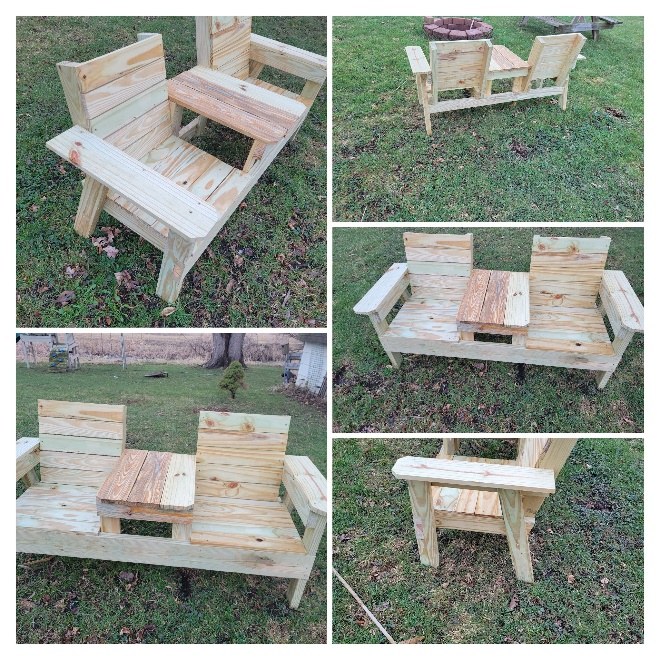 Outdoor Furniture: Dual Seat Bench with table